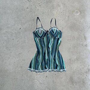 Y2k striped slip dress